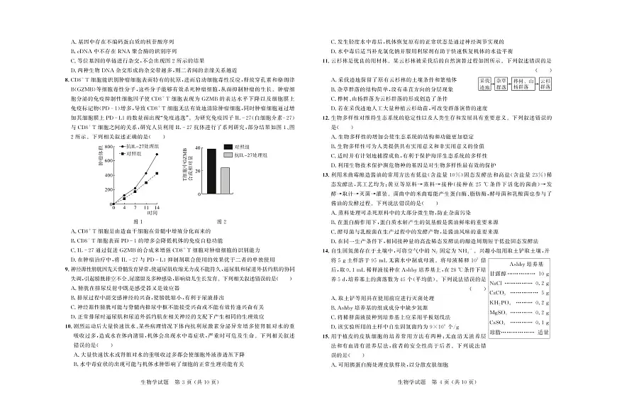 生物丨大教育山东联盟2025届高三下学期4月质量检测第二次联考生物试卷及答案第2页