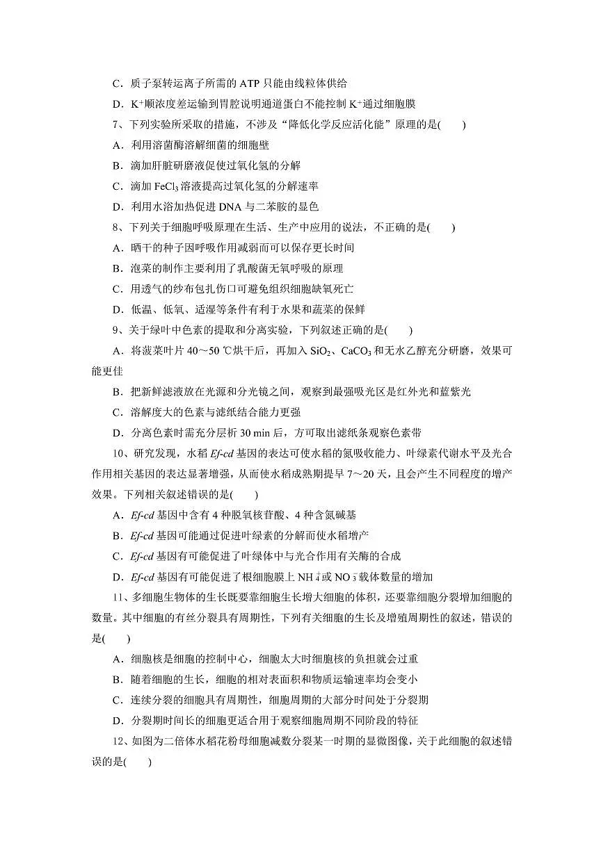 湖北省部分高中协作体2024-2025学年高一下学期4月期中联考生物试题第3页