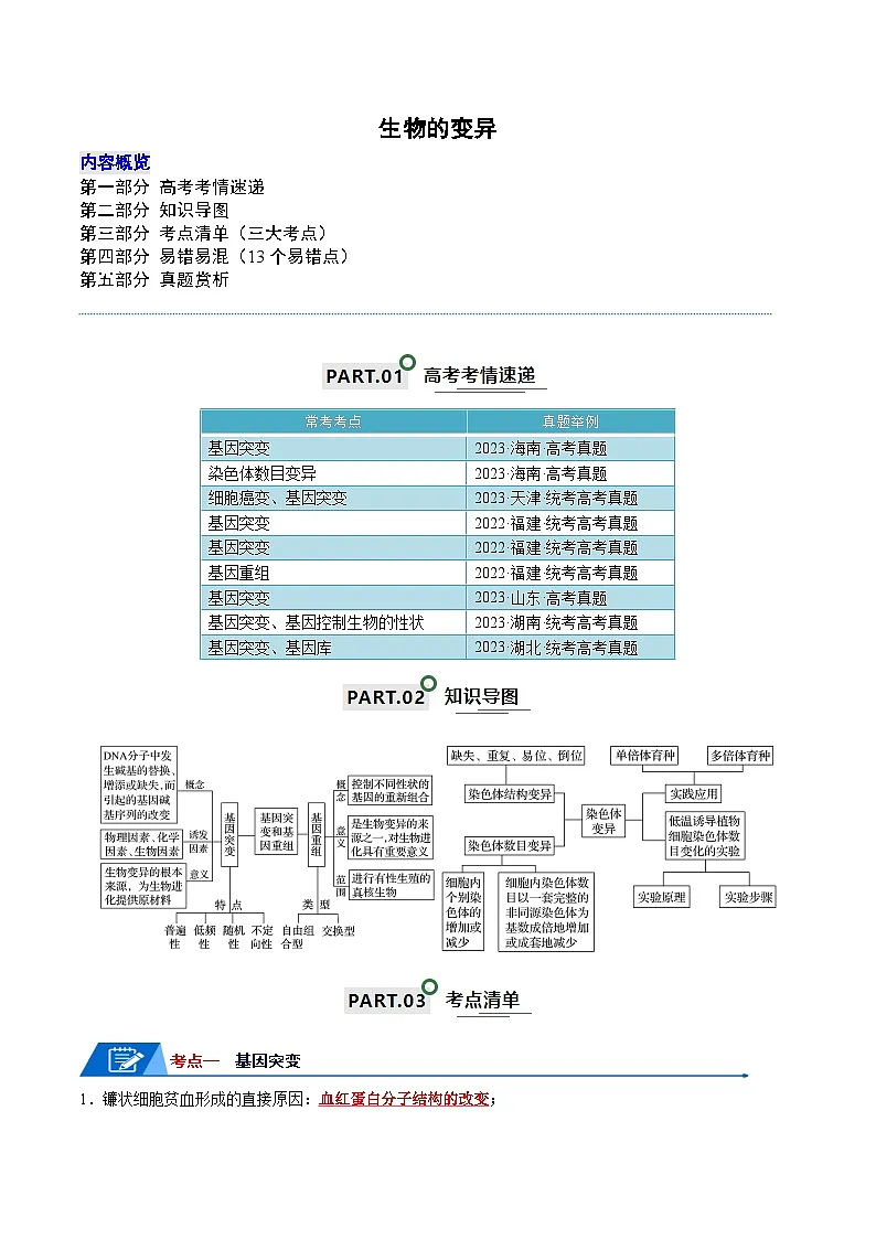 高考生物一轮复习—生物的变异(试卷含答案)第1页
