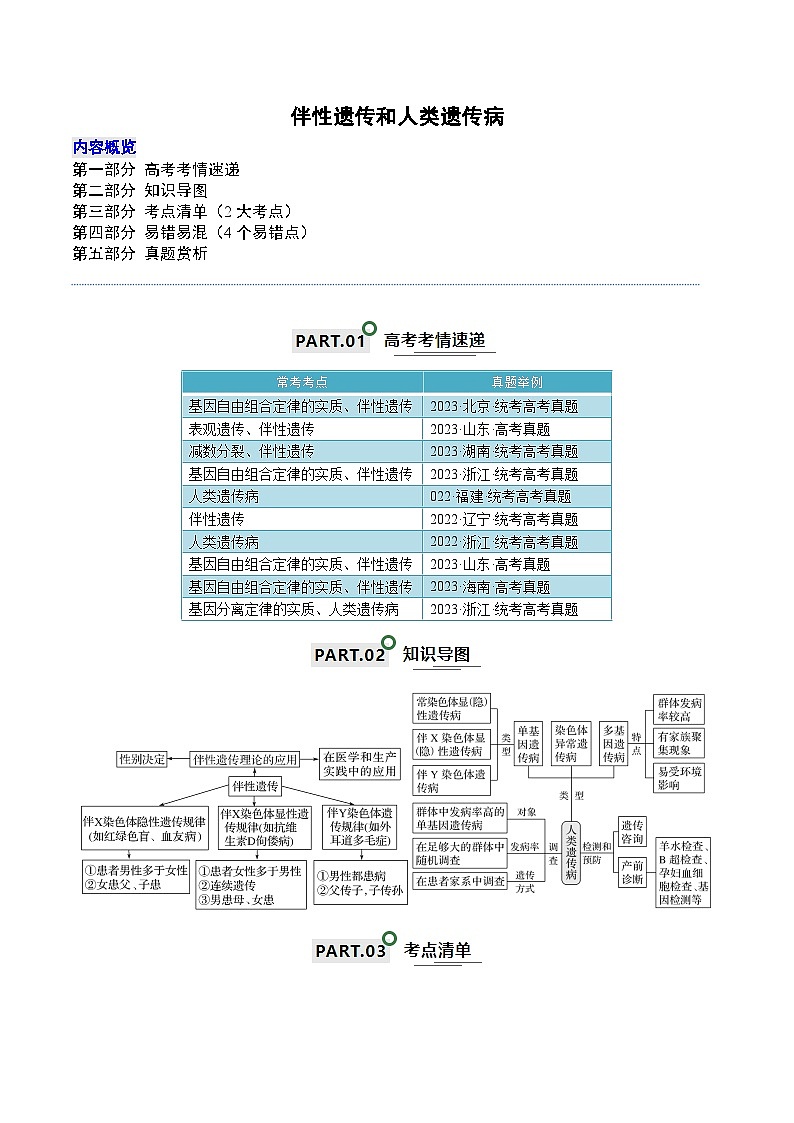 高考生物一轮复习—伴性遗传和人类遗传病(试卷含答案)第1页