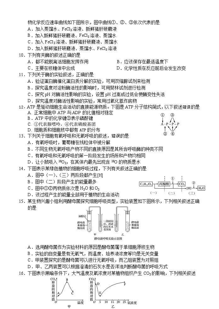 江苏省扬州市2023-2024学年高一上学期1月期末生物试题(含答案)第2页