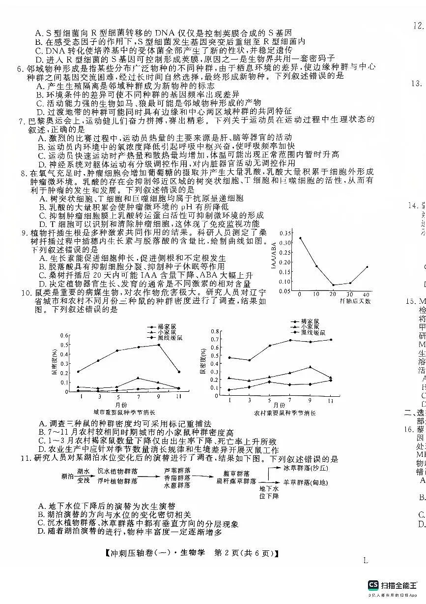 山东省菏泽市鄄城县第一中学2025届高三下学期高考冲刺(一)(4月)生物试题(扫描版附解析)第2页