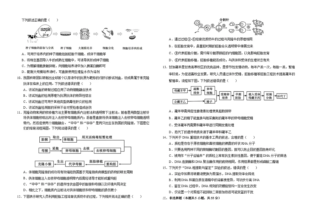 四川省南充市高级中学2024-2025学年高二下学期期中考试 生物 含答案第2页