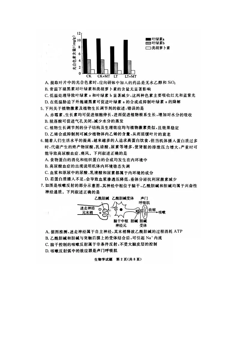 吕梁市2025年高三年级第二次模拟考试生物试卷含答案第2页