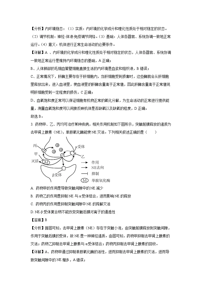湖南省永州市2023-2024学年高二上学期期末质量监测生物试卷(解析版)第2页