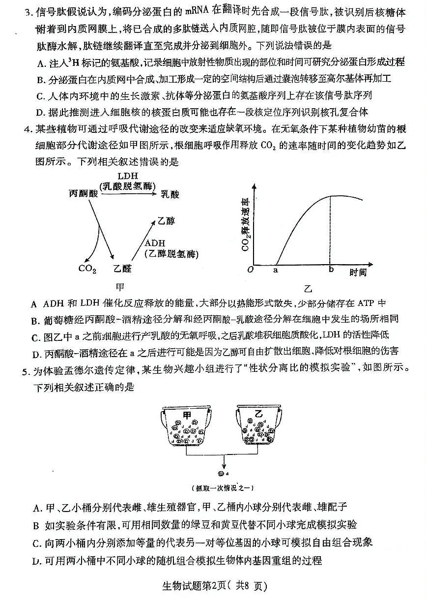 2025届山西省临汾市高考第二次模拟生物试题含答案第2页