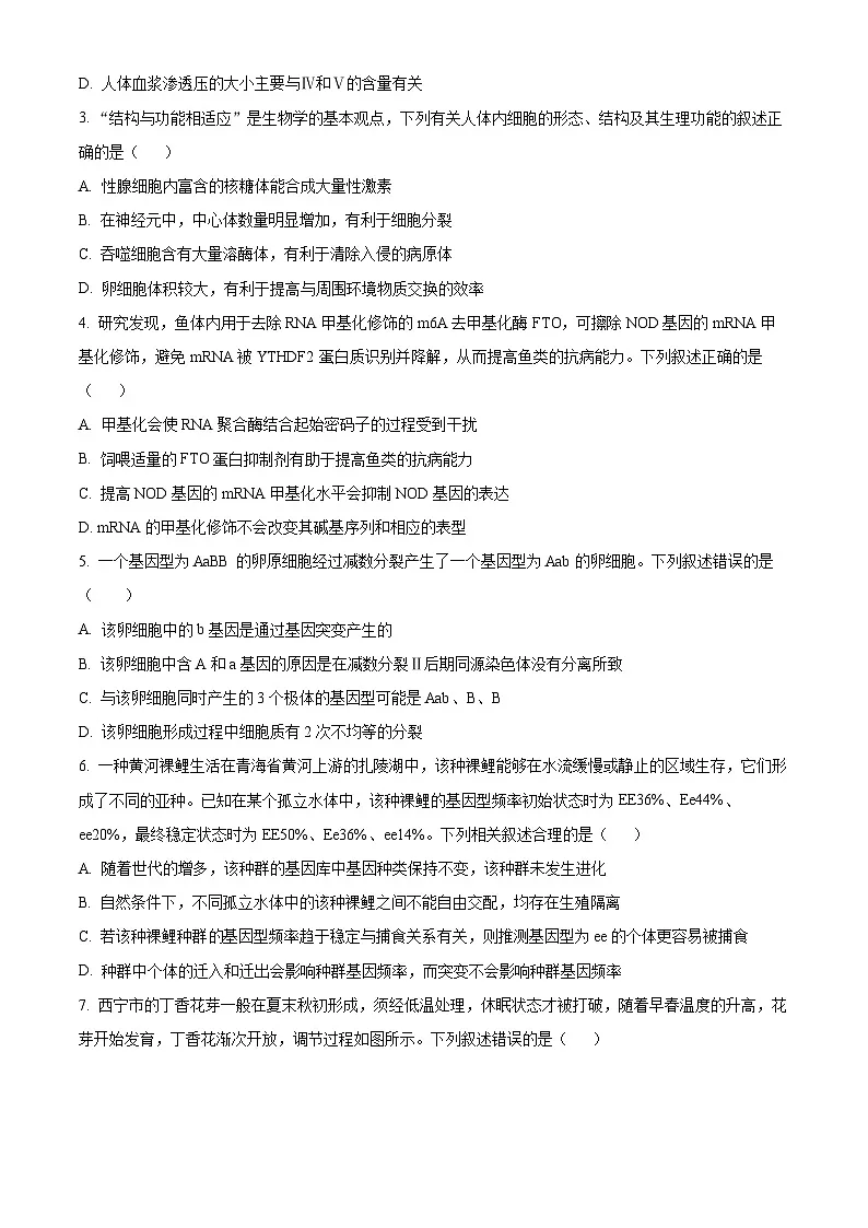 2025届青海省西宁市高三第一次模拟考试生物试题(原卷版+解析版)(高考模拟)第2页