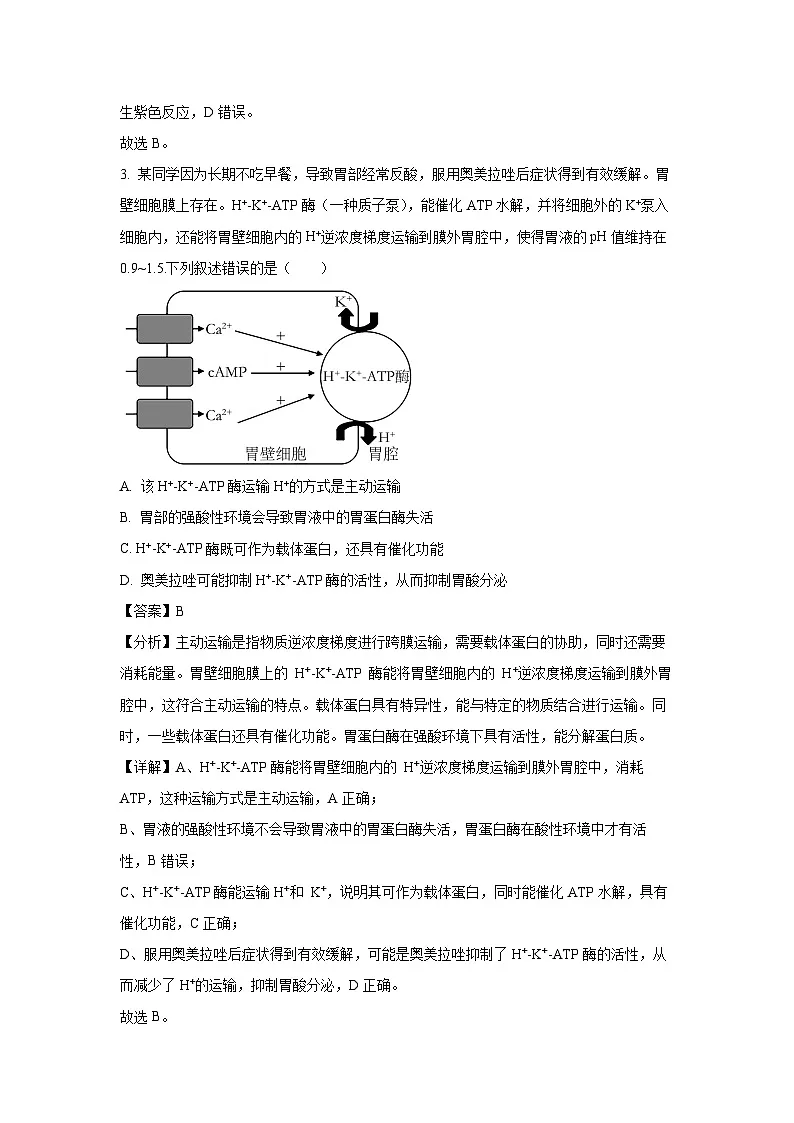 内蒙古自治区赤峰市红山区2024-2025学年高一上学期期末统考生物试卷(解析版)第3页