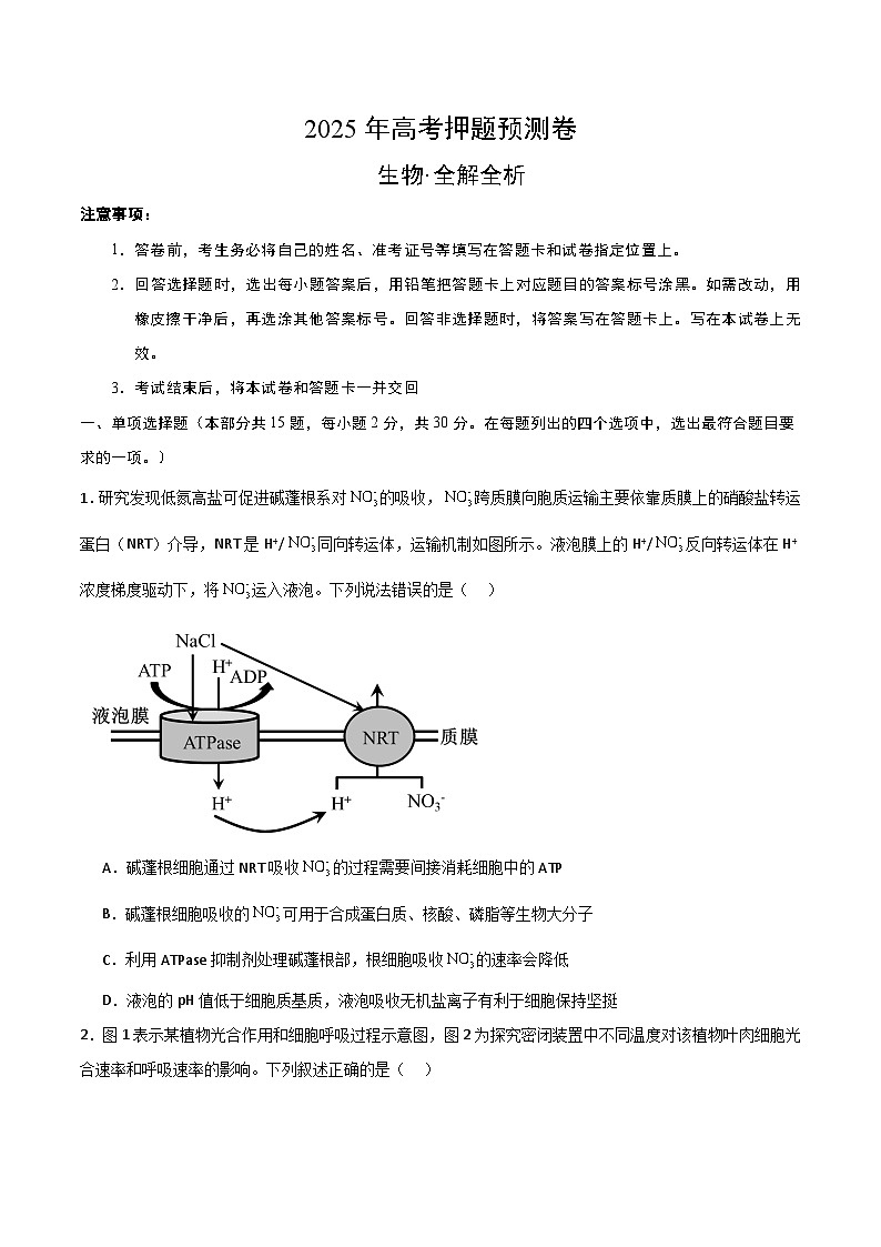 2025年高考押题预测卷:生物(黑吉辽蒙卷02)(考试版)第1页