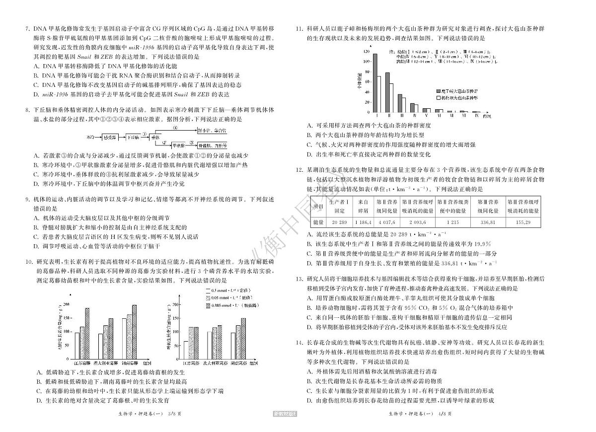 23-24押题卷生物(一)新教材版E正文第2页