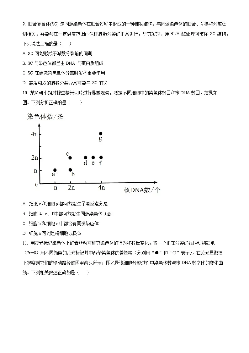 河南省南阳市方城县方城县第一高级中学2024-2025学年高一下学期3月月考生物试题(原卷版+解析版)第3页
