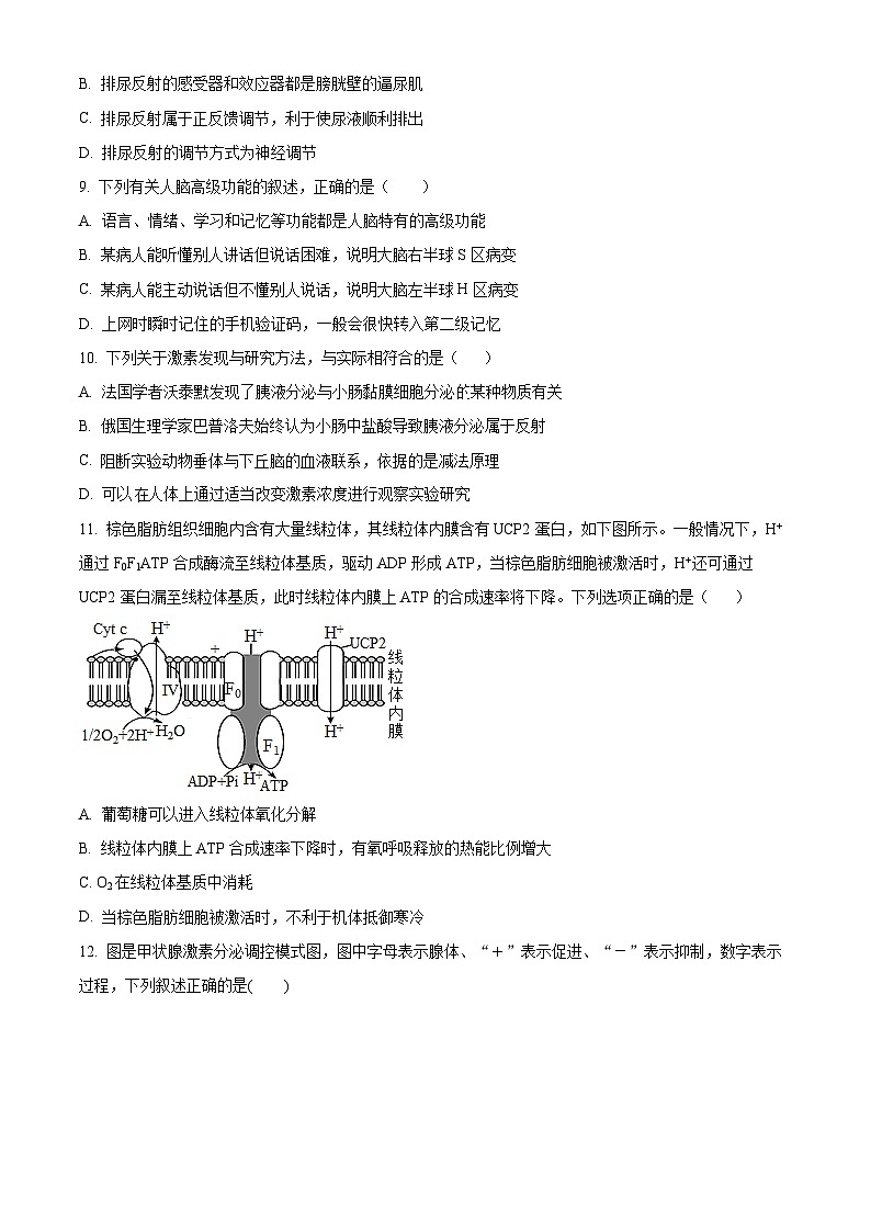 江苏省苏州市相城区苏州国裕外语学校2024-2025学年高二下学期3月月考生物试题(原卷版+解析版)第3页