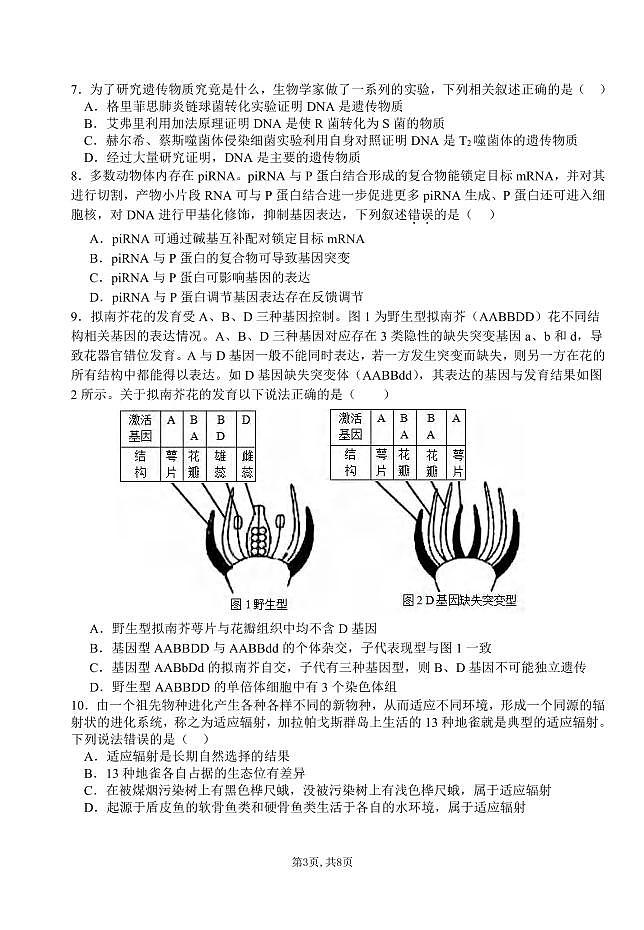 生物丨湖北省襄阳五中2025届高三下学期5月适应性考试(一)试卷及答案第3页