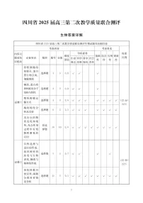 四川省2025届高三下学期高考第二次教学质量联合测评生物试题（含答案）