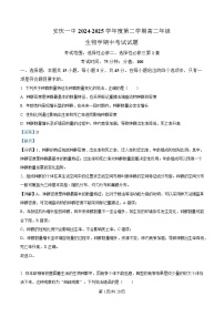 安徽省安庆市第一中学2024—2025学高二下学期期中考试生物试卷  含解析