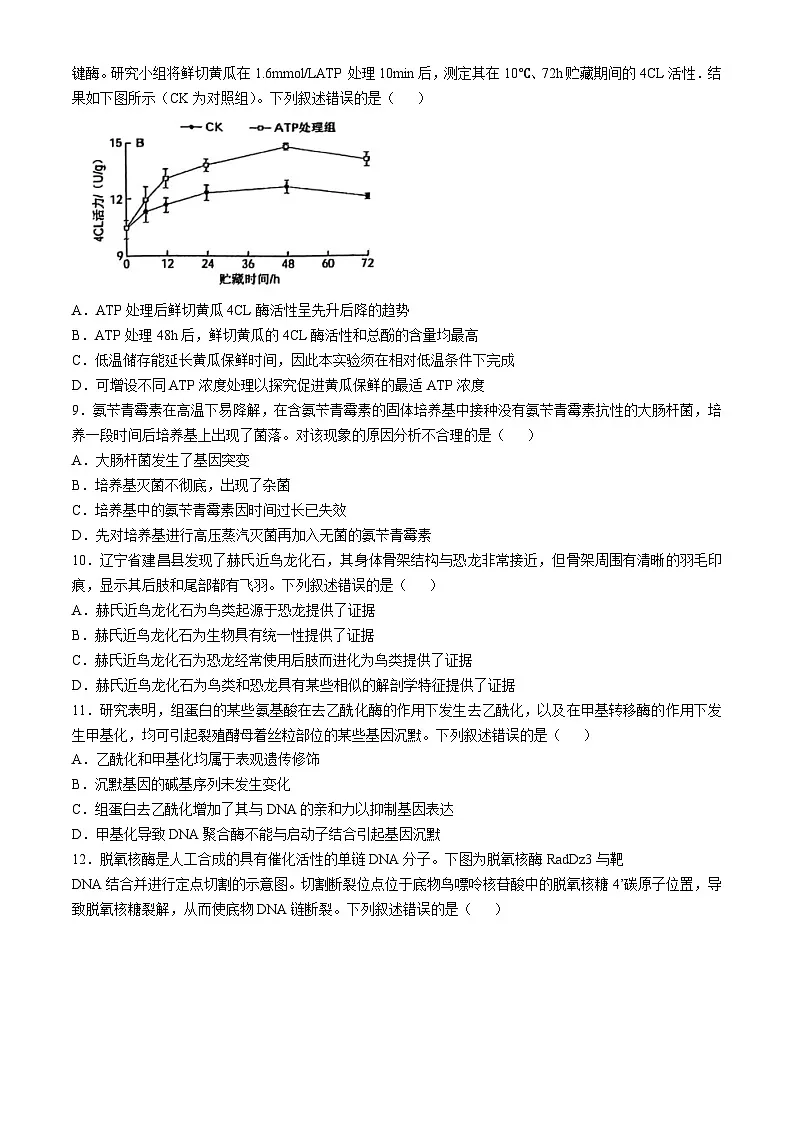 浙江省金华十校2024-2025学年高三上学期11月模拟考试生物试题(含答案)第2页