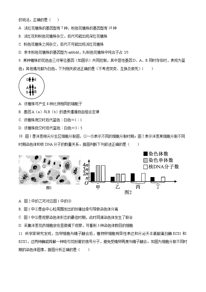 山西省吕梁市汾阳市汾阳中学2024-2025学年高一下学期第一次月考生物试题 (原卷版+解析版)第3页