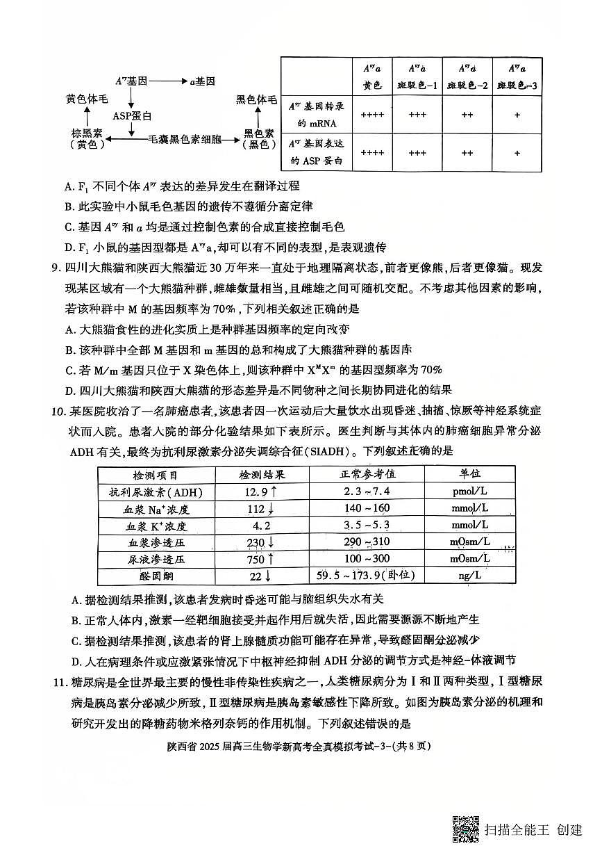 陕西省2025届高三新高考生物全真模拟试题第3页