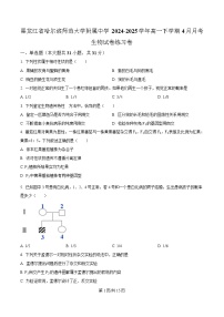 黑龙江省哈尔滨师范大学附属中学2024-2025学年高一下学期4月月考生物试题（Word版附解析）