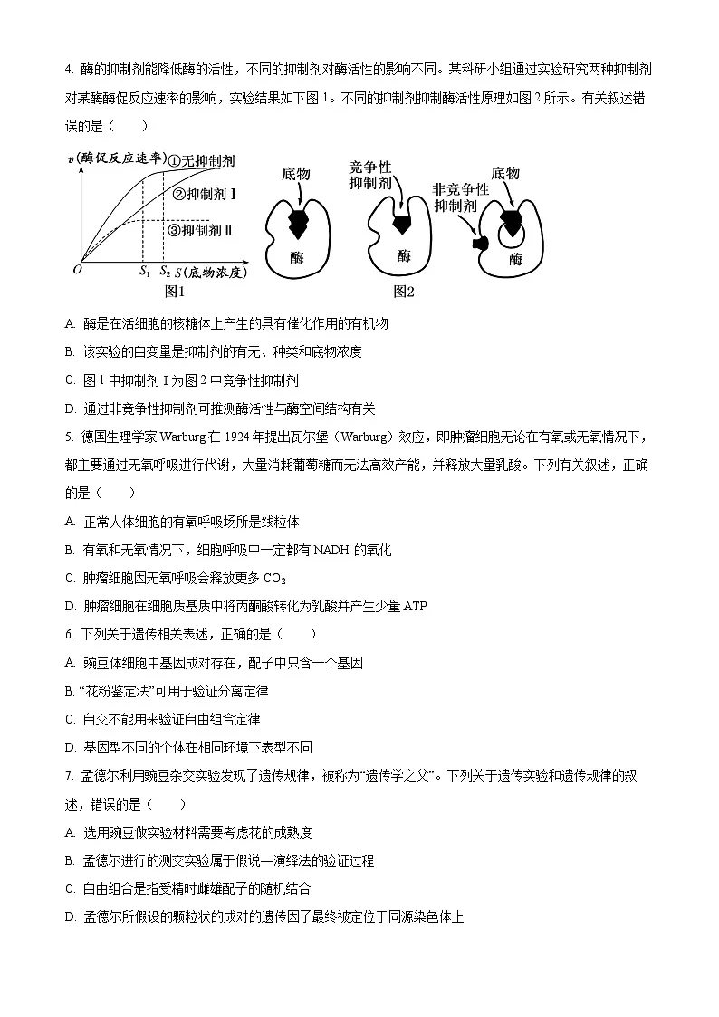 湖南省湘潭县第一中学等多校联考2024-2025学年高一下学期期中考试生物试题(原卷版)第2页