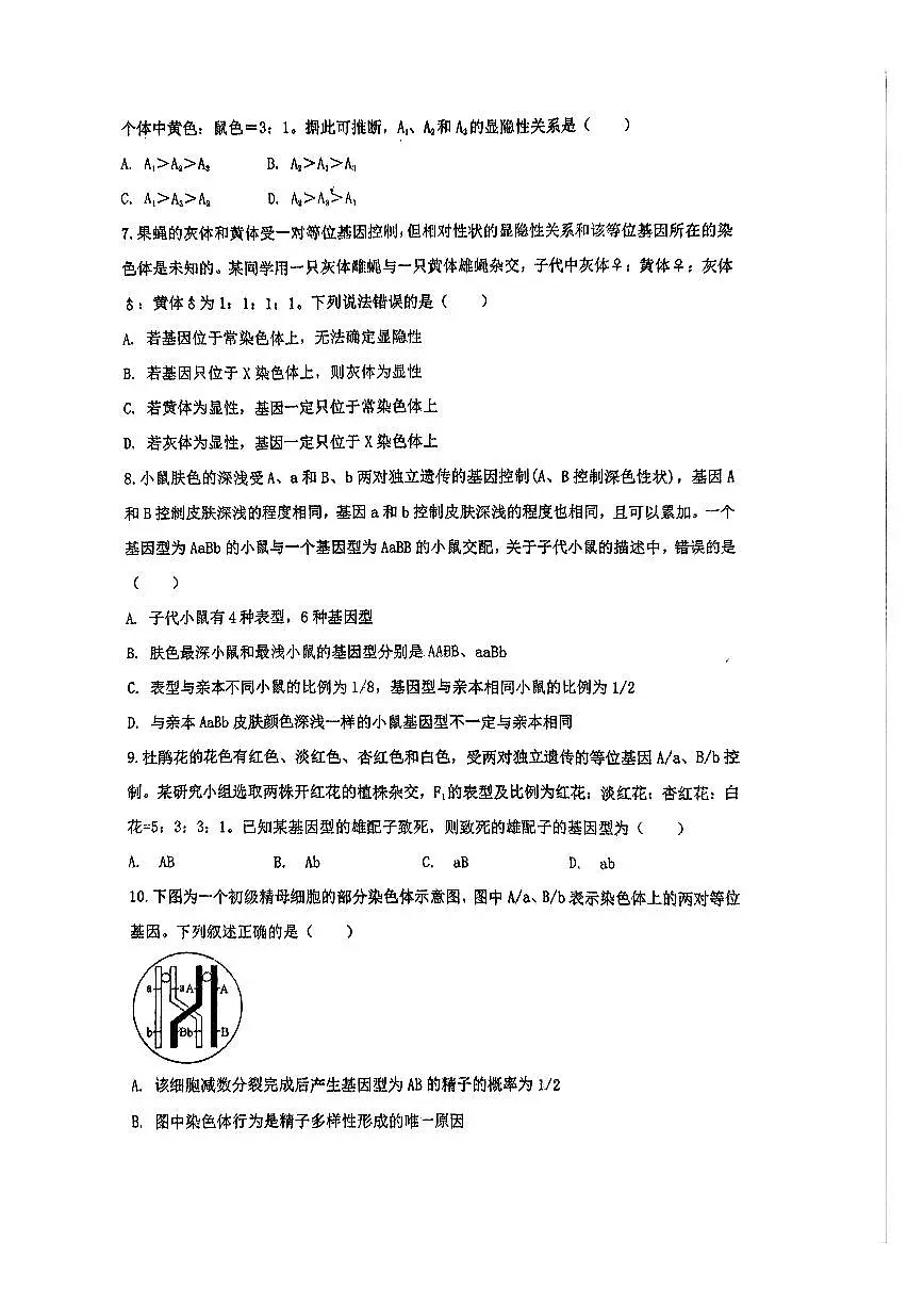 内蒙古呼和浩特市第二中学2024-2025学年高一下学期期中生物试题第2页