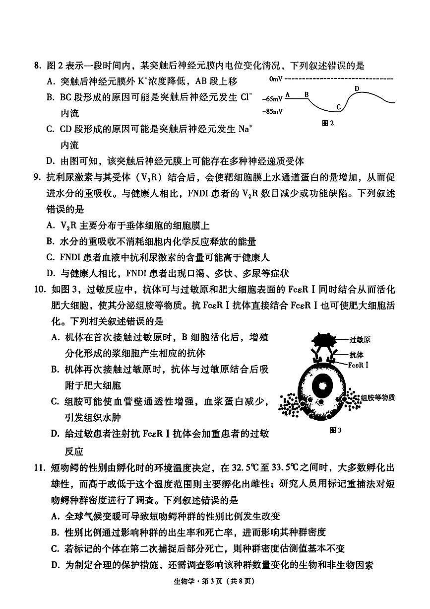 生物試題+2025屆西南名校聯(lián)盟高三高考（3+3+3）模擬試卷及答案（四）第3頁