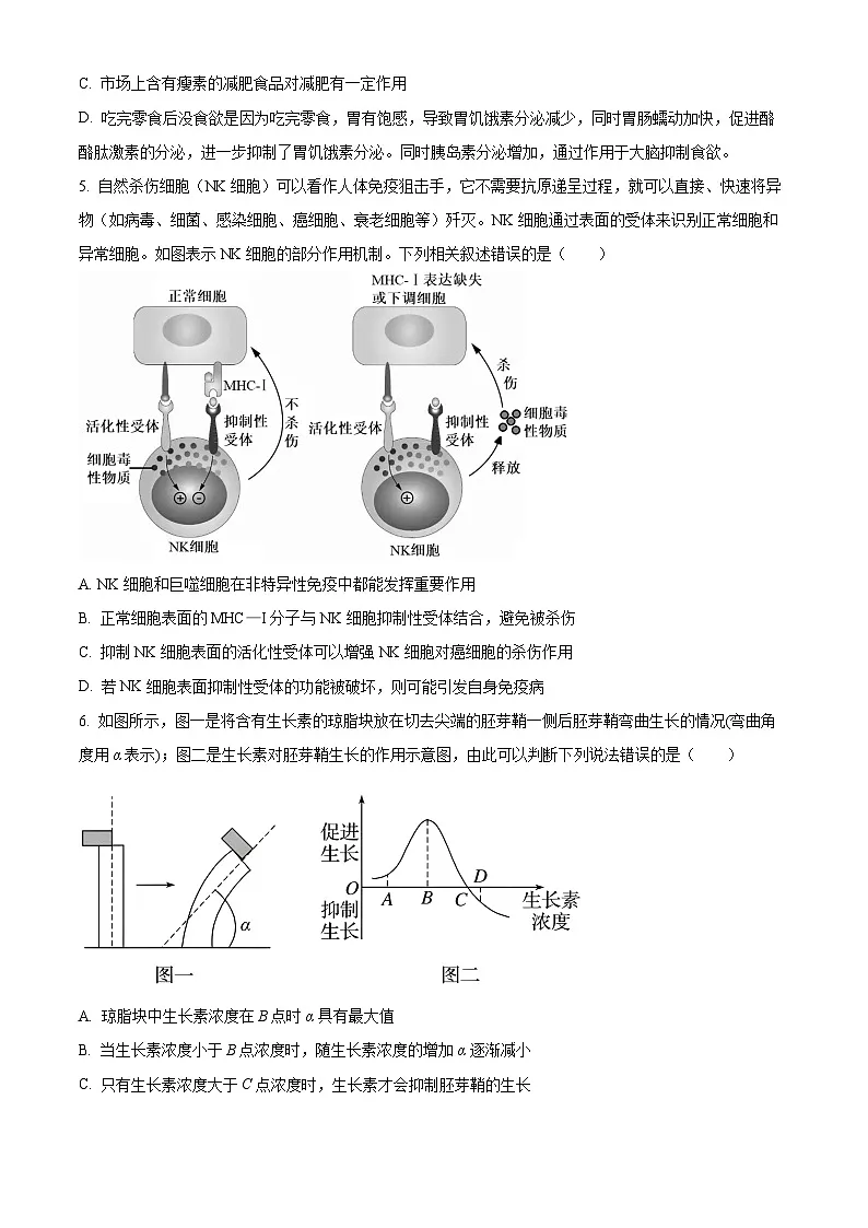 安徽省蚌埠市A层高中2024-2025学年高二下学期第四次联考生物试卷 Word版无答案第2页