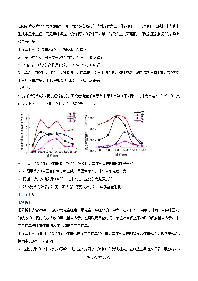 2025届湖南省岳阳市高三下学期信息卷(一)生物试题 Word版含解析第3页