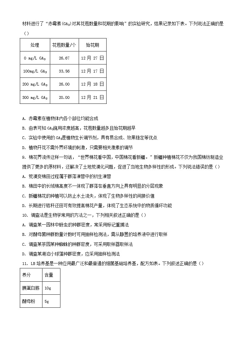 广东省清远市2023_2024学年高二生物下学期7月期末考试含解析第3页