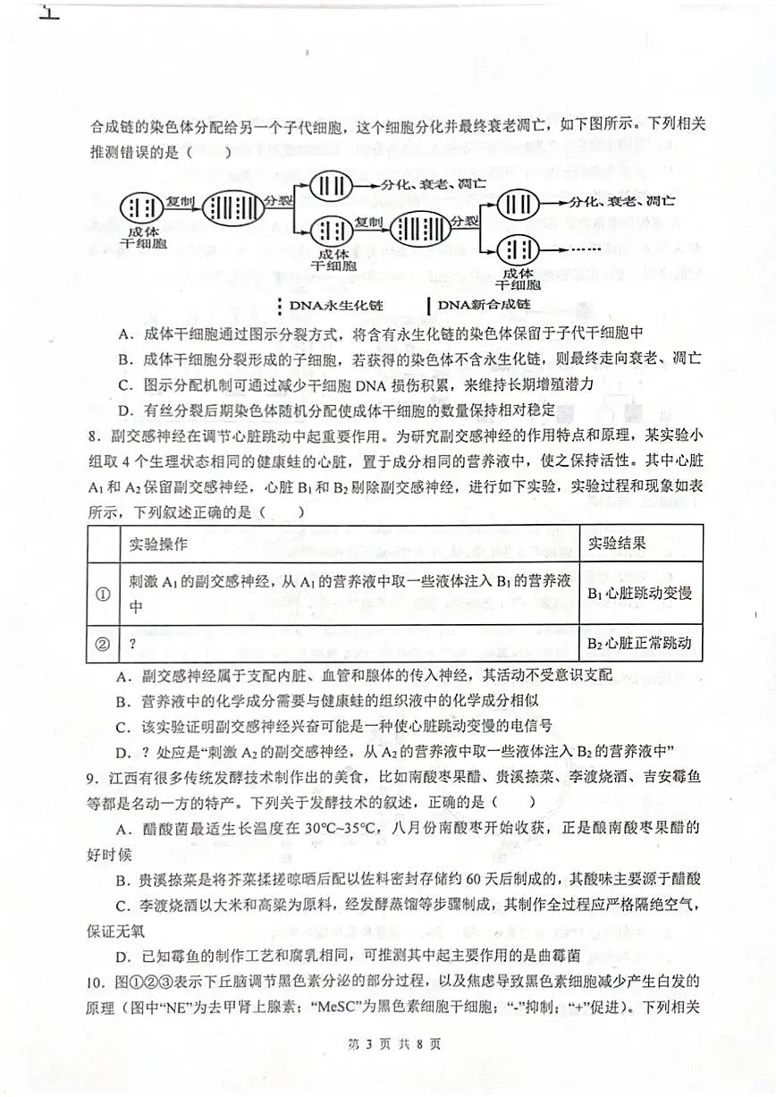 四川省绵阳中学2025届高考适应性模拟考试(一)-生物试卷+答案第3页