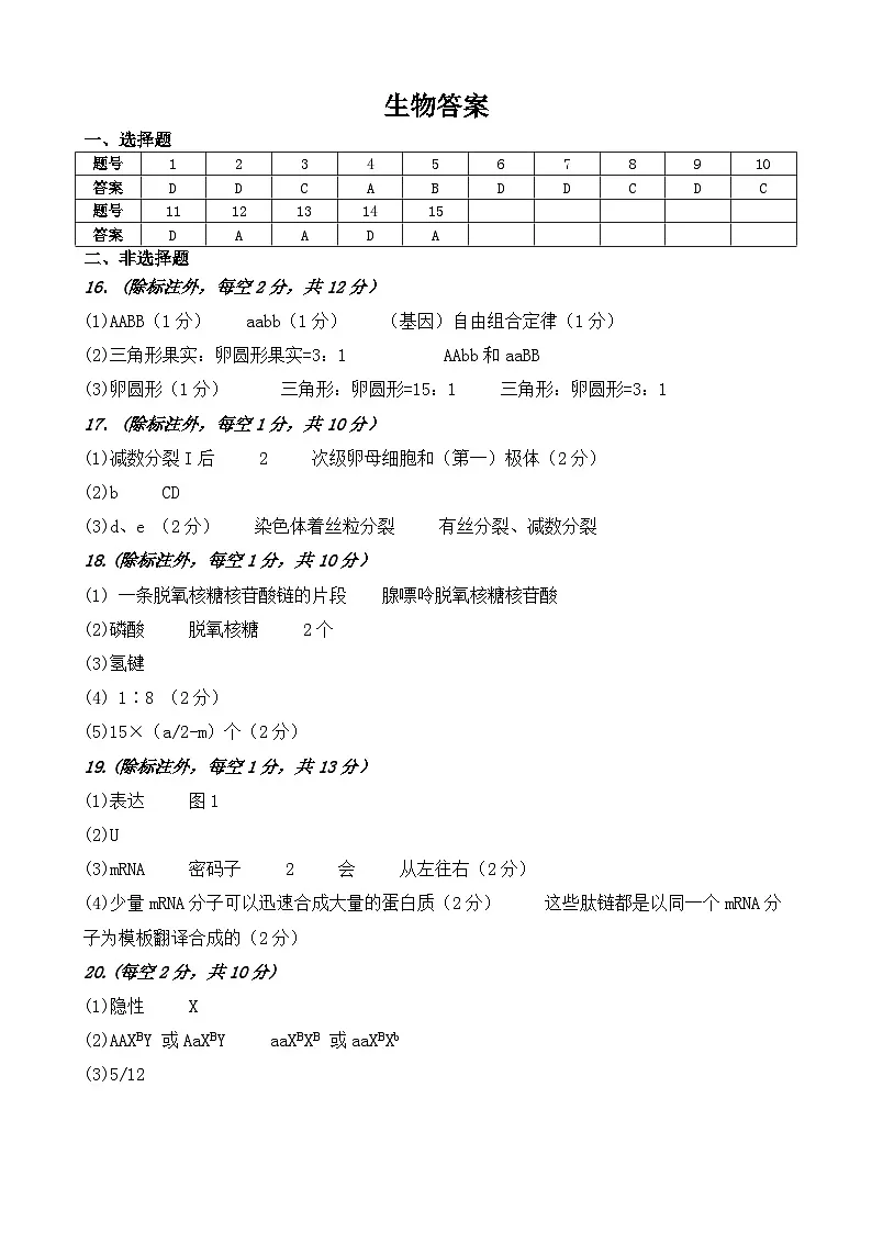 生物答案第1页