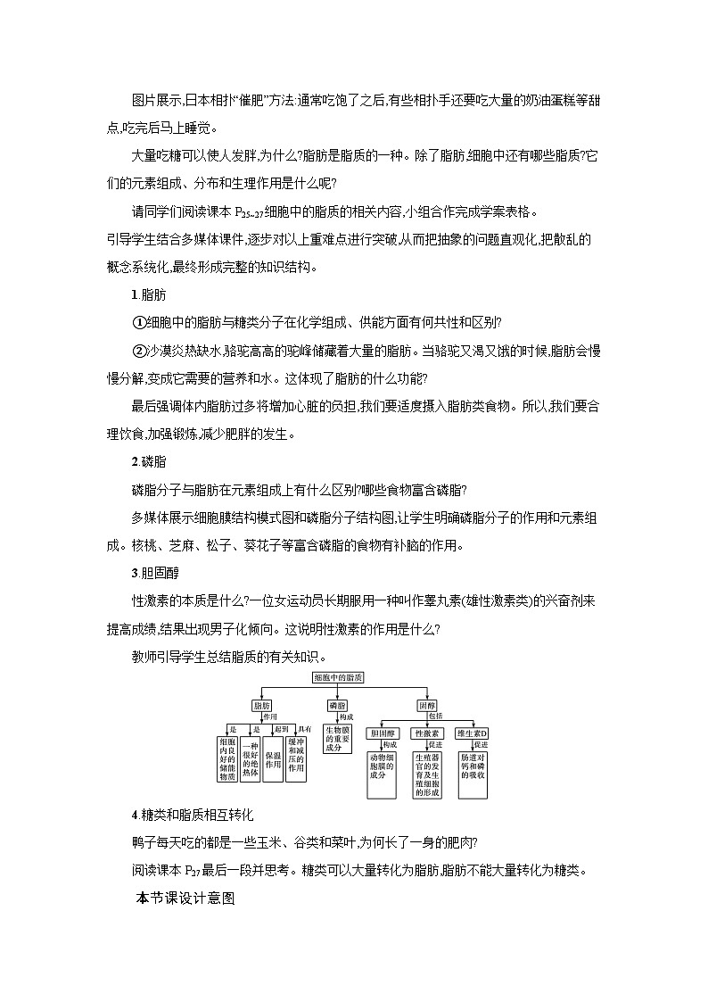 高中生物 第2章 第3节细胞中的糖类和脂质 教案2第3页