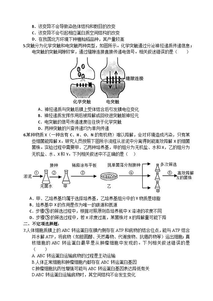长沙市长郡中学2025届高三下学期保温卷(一)生物试卷(含解析)第2页