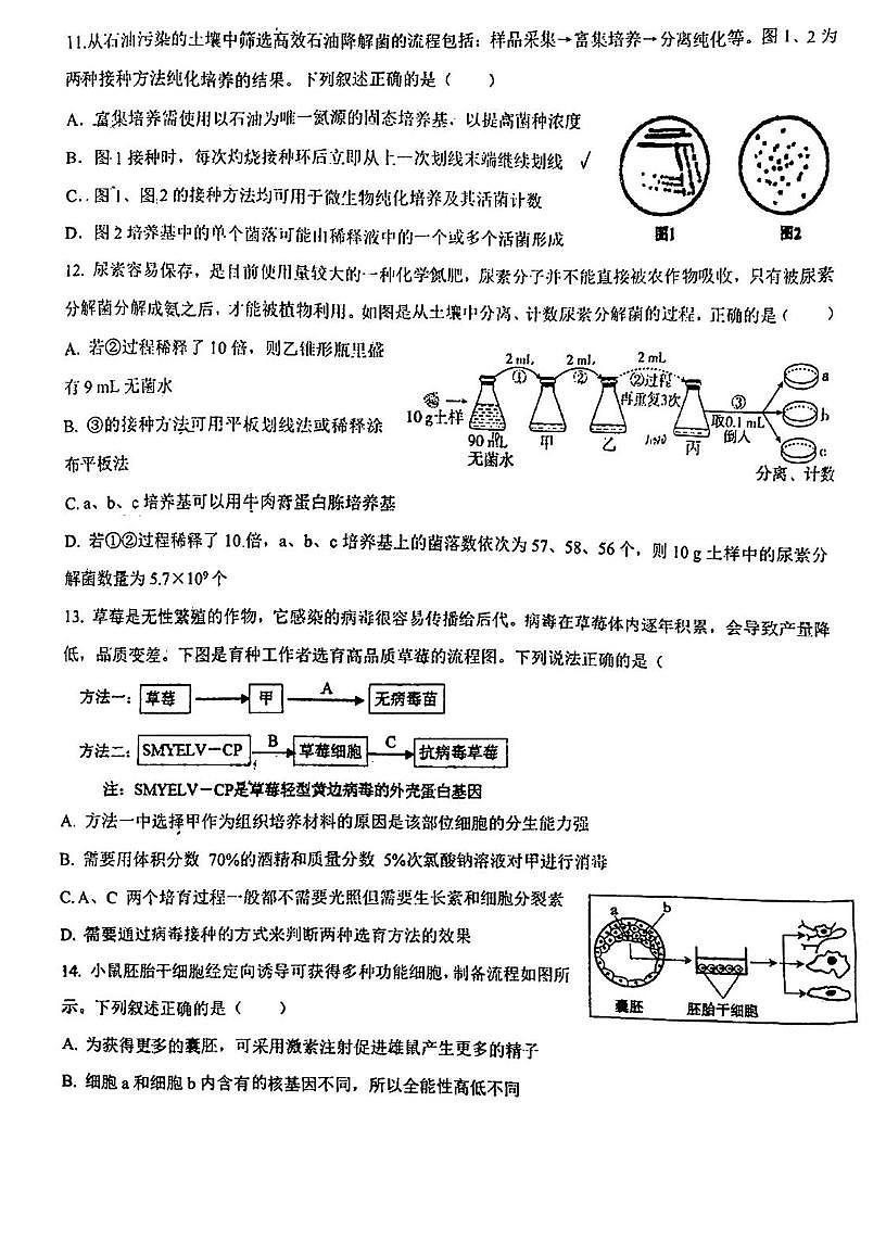 天津市河西务中学2024-2025学年高二下学期第二次月考生物试卷第3页