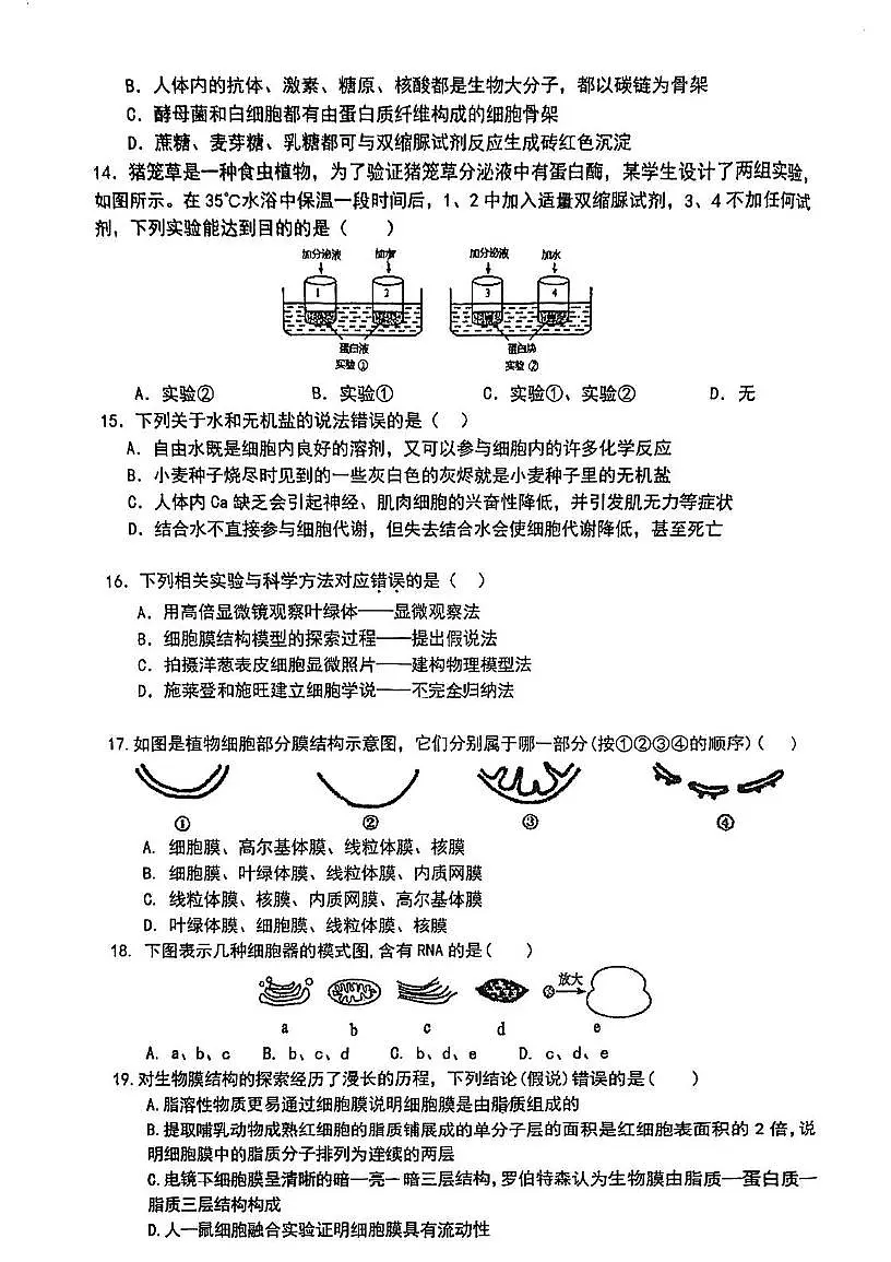 天津市大港三中2024-2025学年高二下学期第二次月考生物试卷第3页