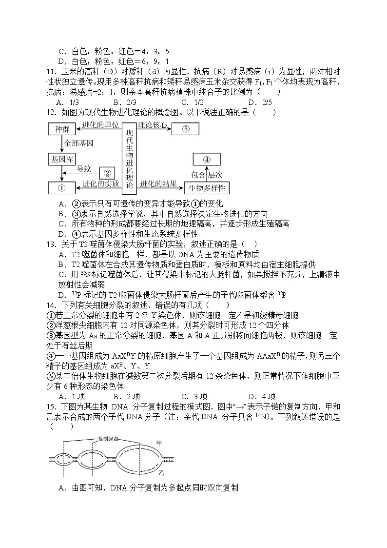 内蒙古自治区通辽市科尔沁区通辽市第一中学2023-2024学年高一下学期7月期末生物试题第3页