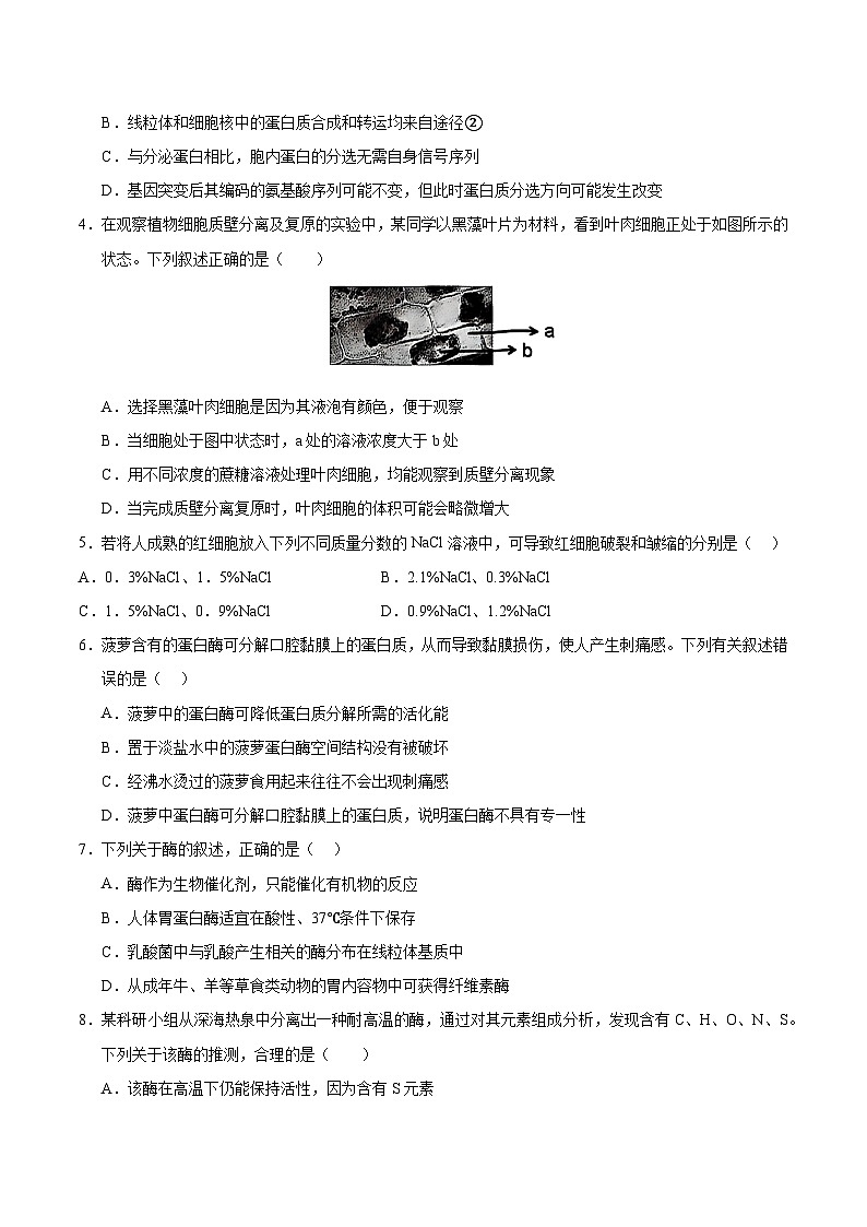 2025年6月福建省普通高中学业水平合格考试生物仿真模拟试卷03 考试版第2页