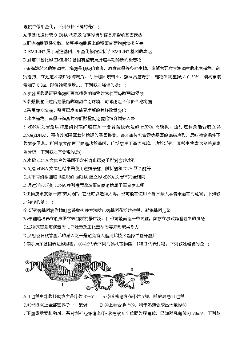 2025届四川省成都市树德中学高三下学期适应性考试生物试题第2页
