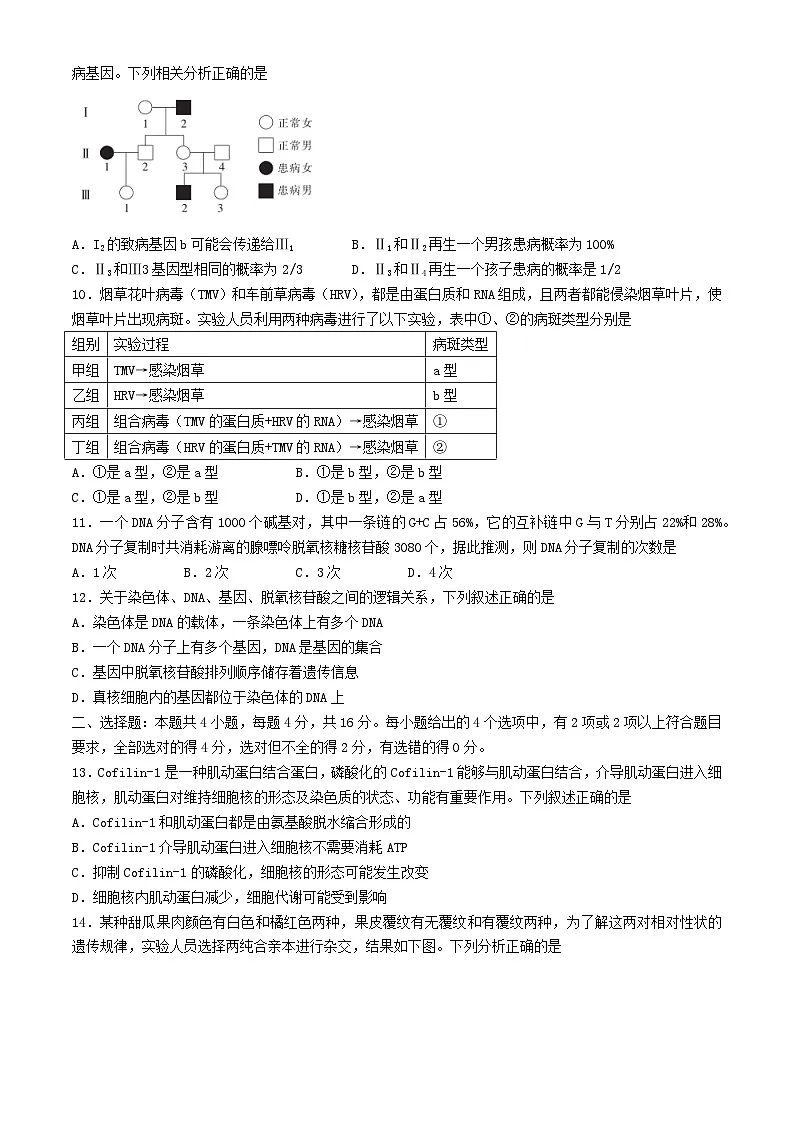 江西省部分学校2023_2024学年高一生物下学期5月统一调研测试试卷第3页