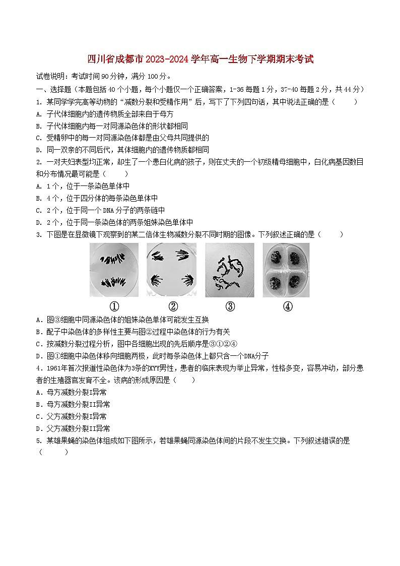 四川省成都市2023_2024学年高一生物下学期期末考试第1页