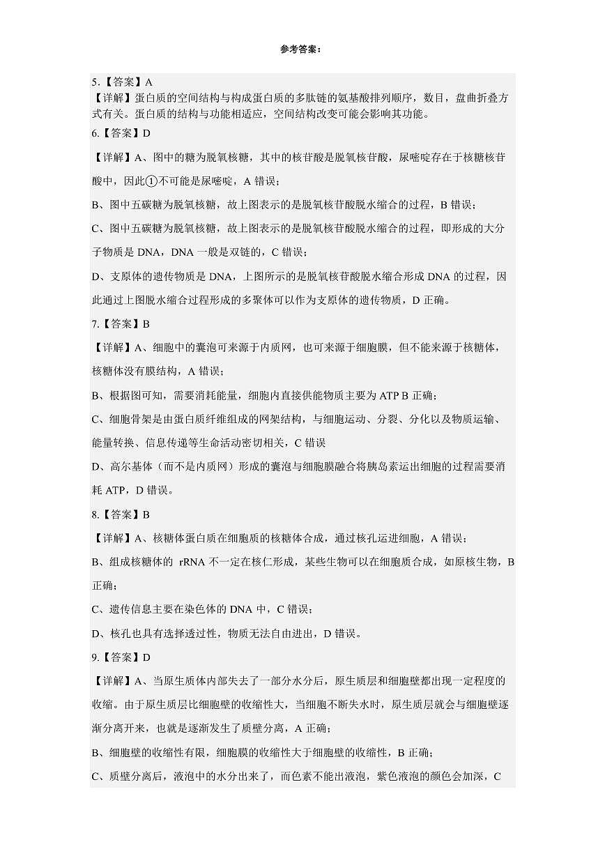 湖南省邵阳市第二中学、邵东一中等校联考2024-2025学年高一下学期5月诊断性测试生物答案第2页