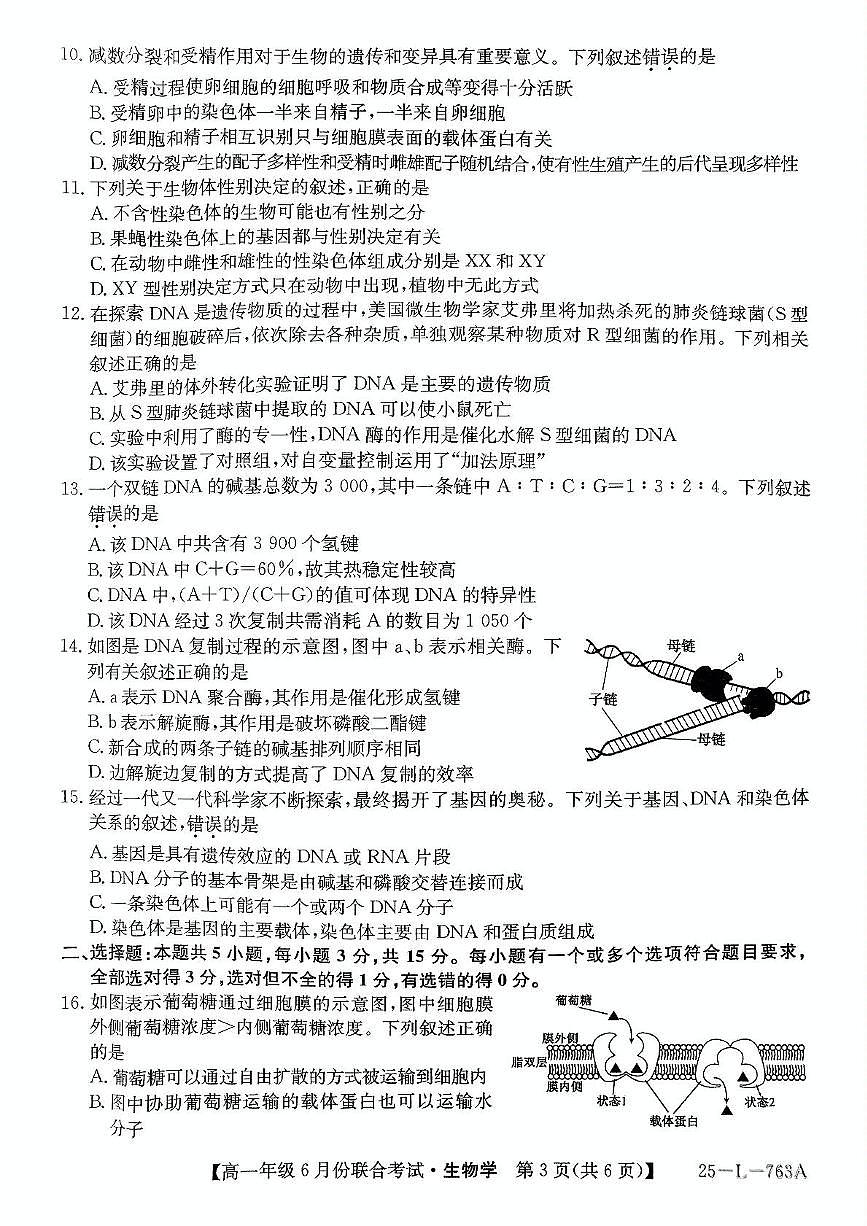 辽宁省凌源市2024-2025学年高一下学期6月月考生物试卷第3页