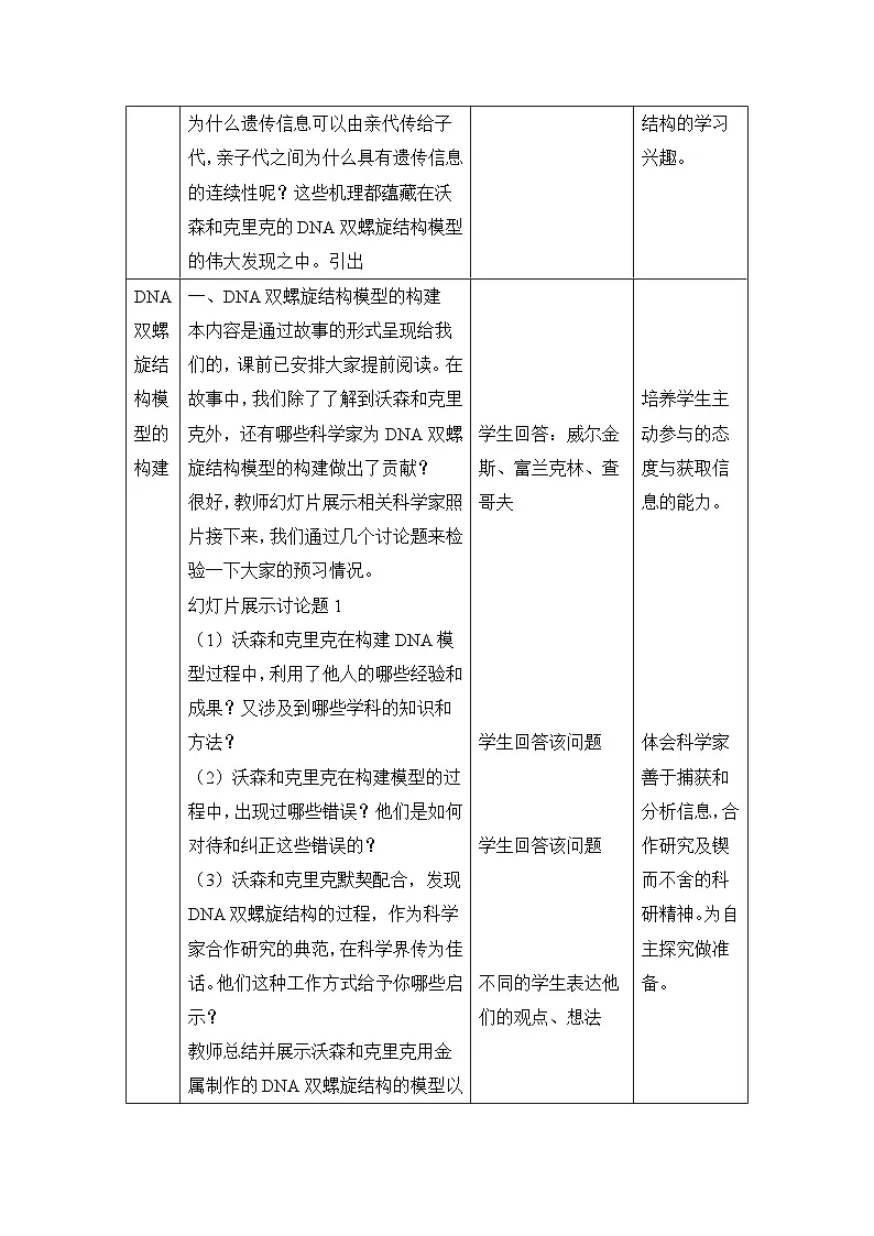 人教版 (新课标)高中生物 必修2 3-2《DNA分子的结构》教案第3页
