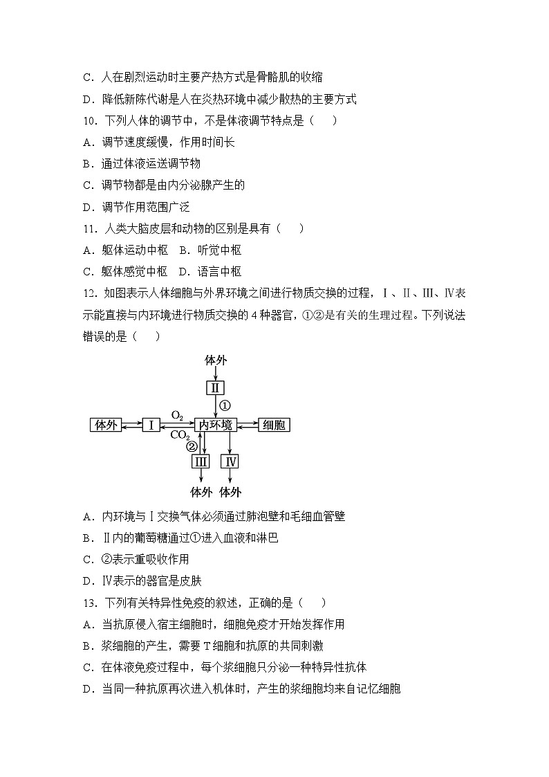 人教版 (新課標(biāo))高中生物必修3 第二章《動(dòng)物和人體生命活動(dòng)的調(diào)節(jié)》章末測(cè)試(一)無(wú)答案第3頁(yè)
