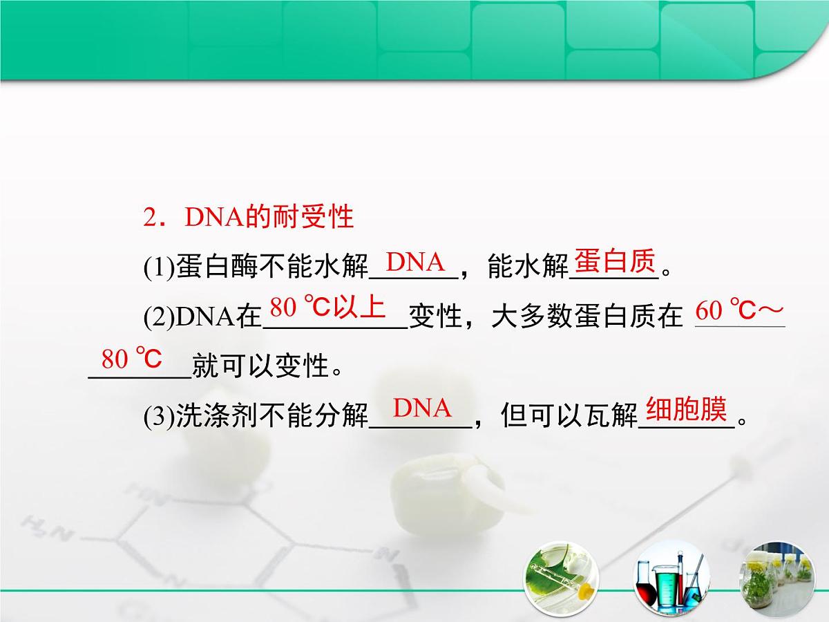 人教版 (新课标)高中生物选修1 5-1《DNA的粗提取与鉴定》复习课件第6页
