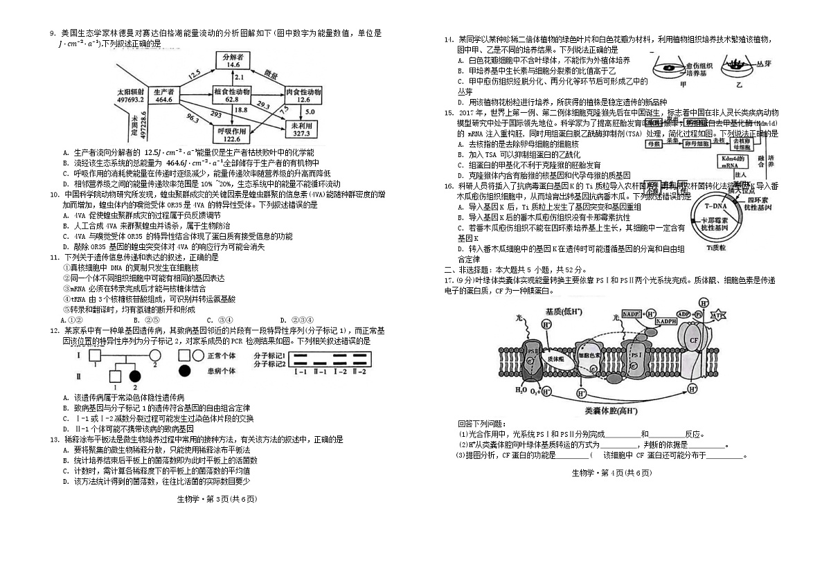 云南省昆明市2024_2025学年高三生物上学期11月第四次联考试题含解析第2页