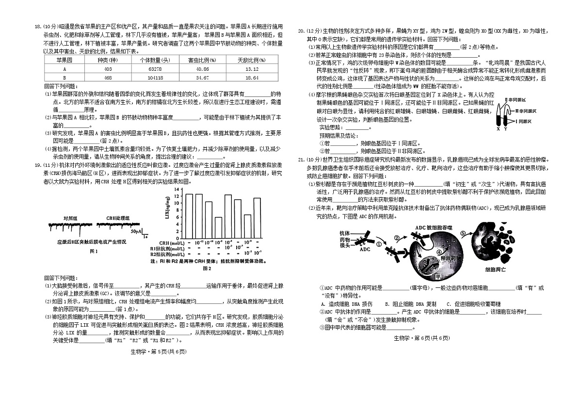 云南省昆明市2024_2025学年高三生物上学期11月第四次联考试题含解析第3页
