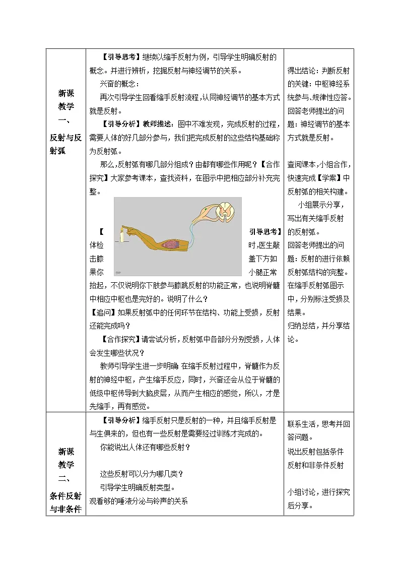 人教版高中生物选修1《2-2 神经调节的基本方式》教案第2页