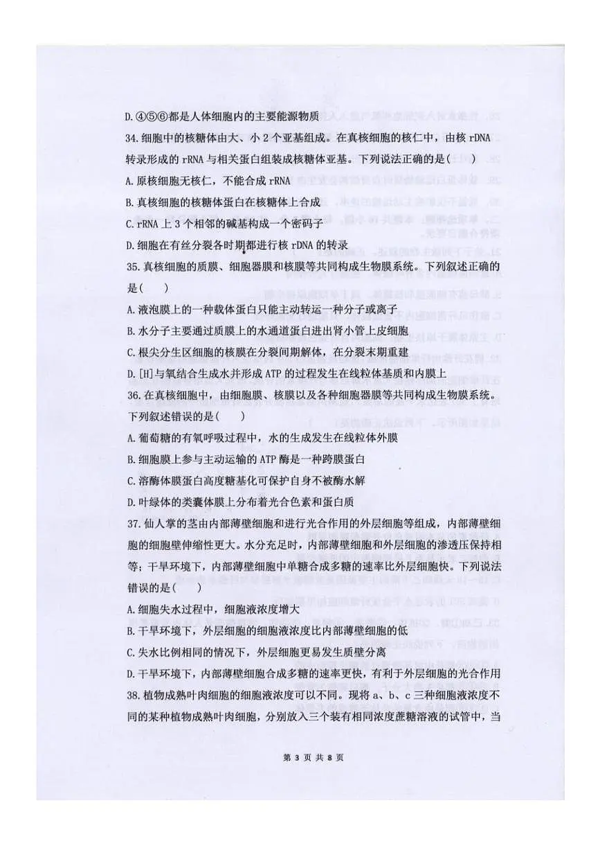 山东省临沂市第一中学南校区2026届新高二下学期7月期末考试-生物试题+答案第3页