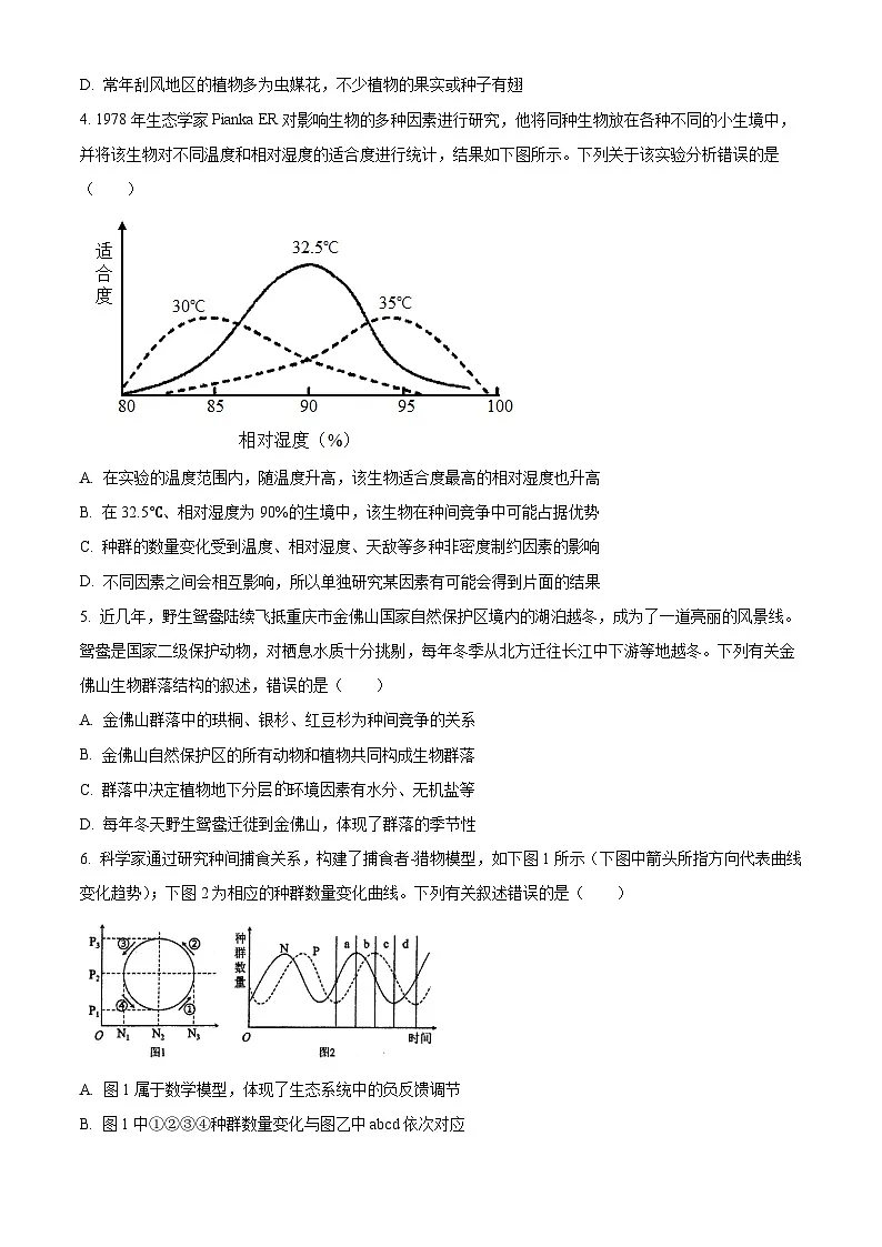 人教版高二下学期联合考试生物试题 无答案第2页